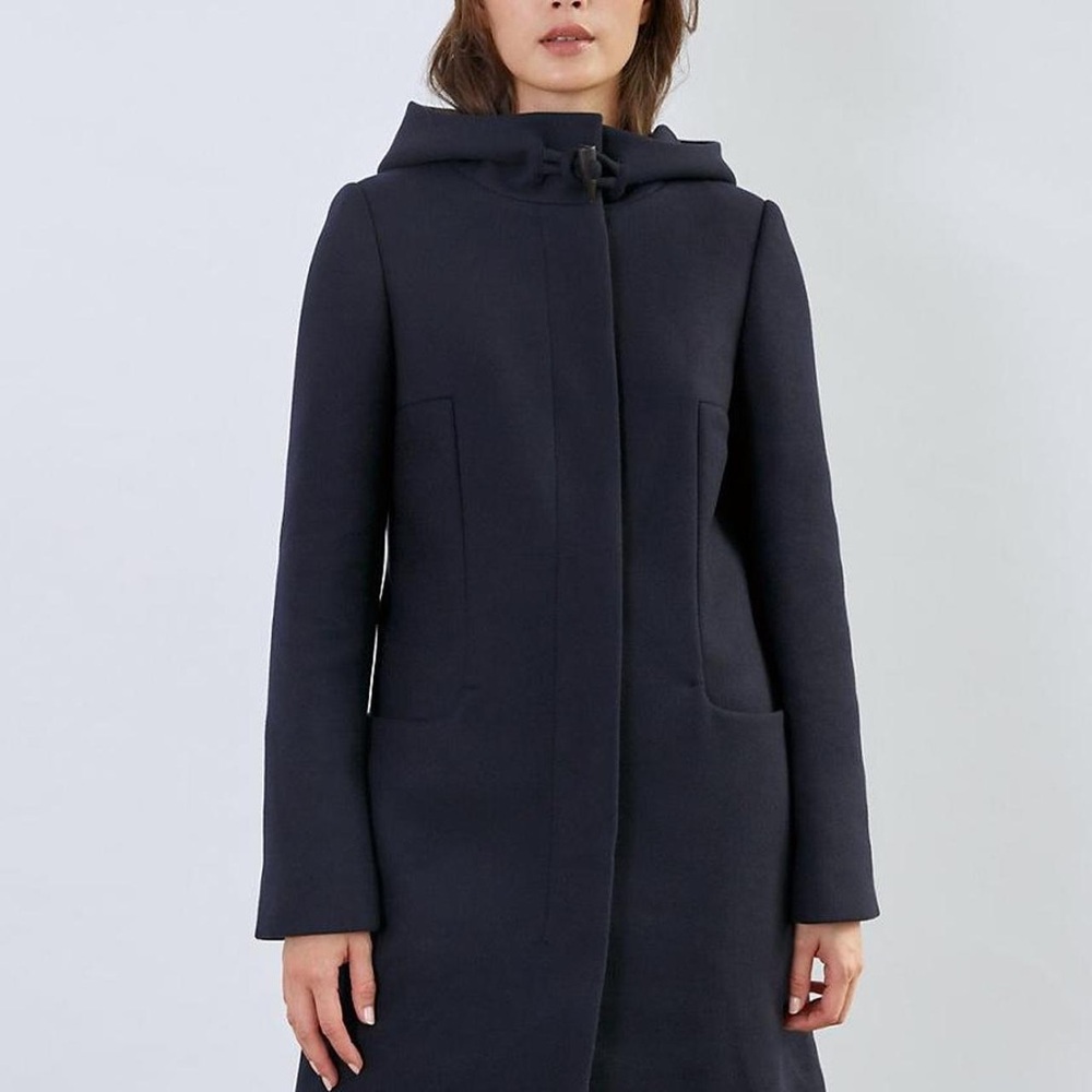 Aritzia Pearce Hooded Coat navy blue
